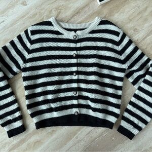 H&M Black and White Striped Cardigan